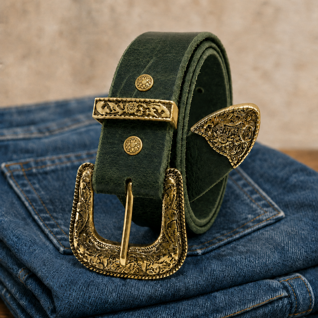 Crazy Horse Green / Gold Buckle
