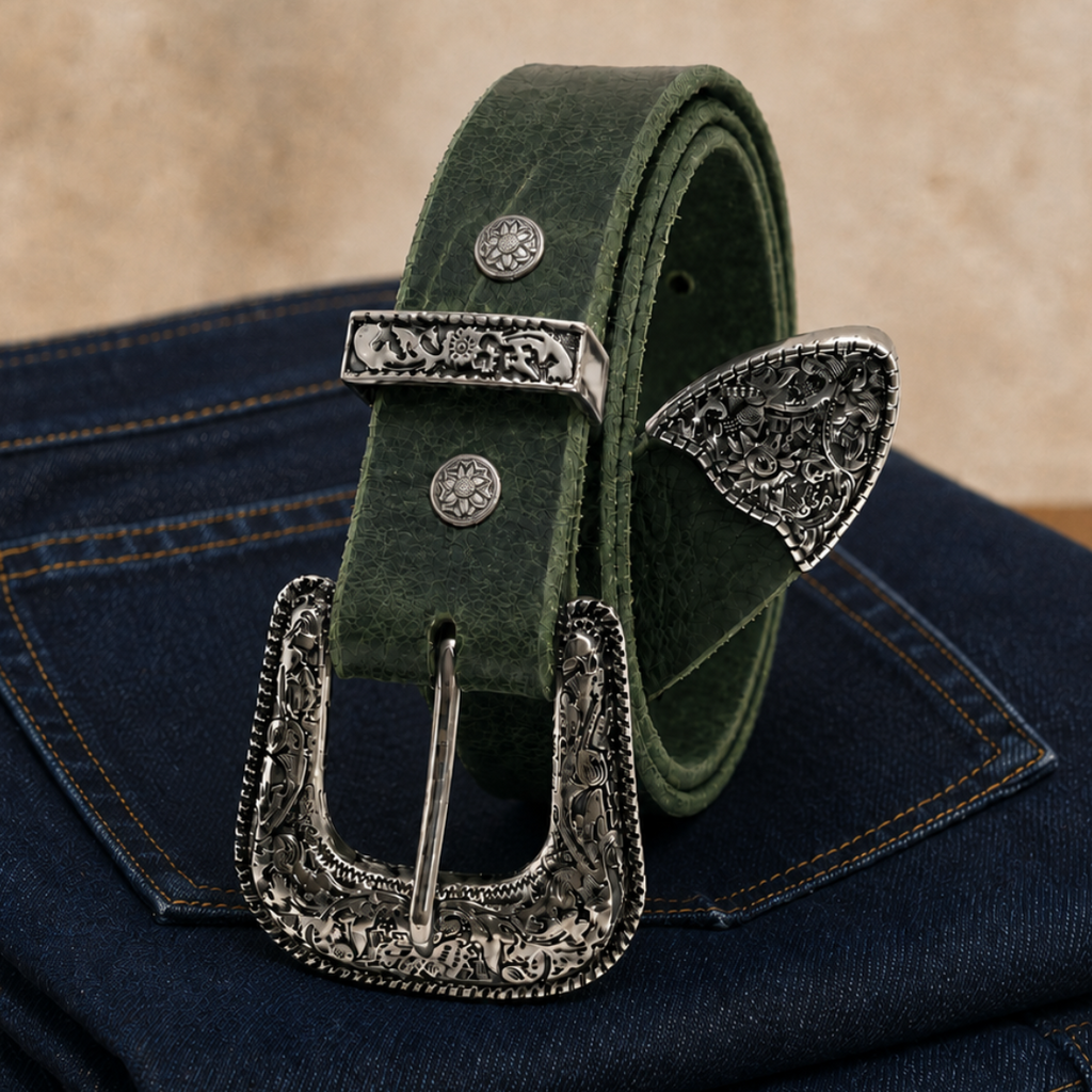 title=Western Ranger Belt 1" (25mm); color=Crazy Horse Green