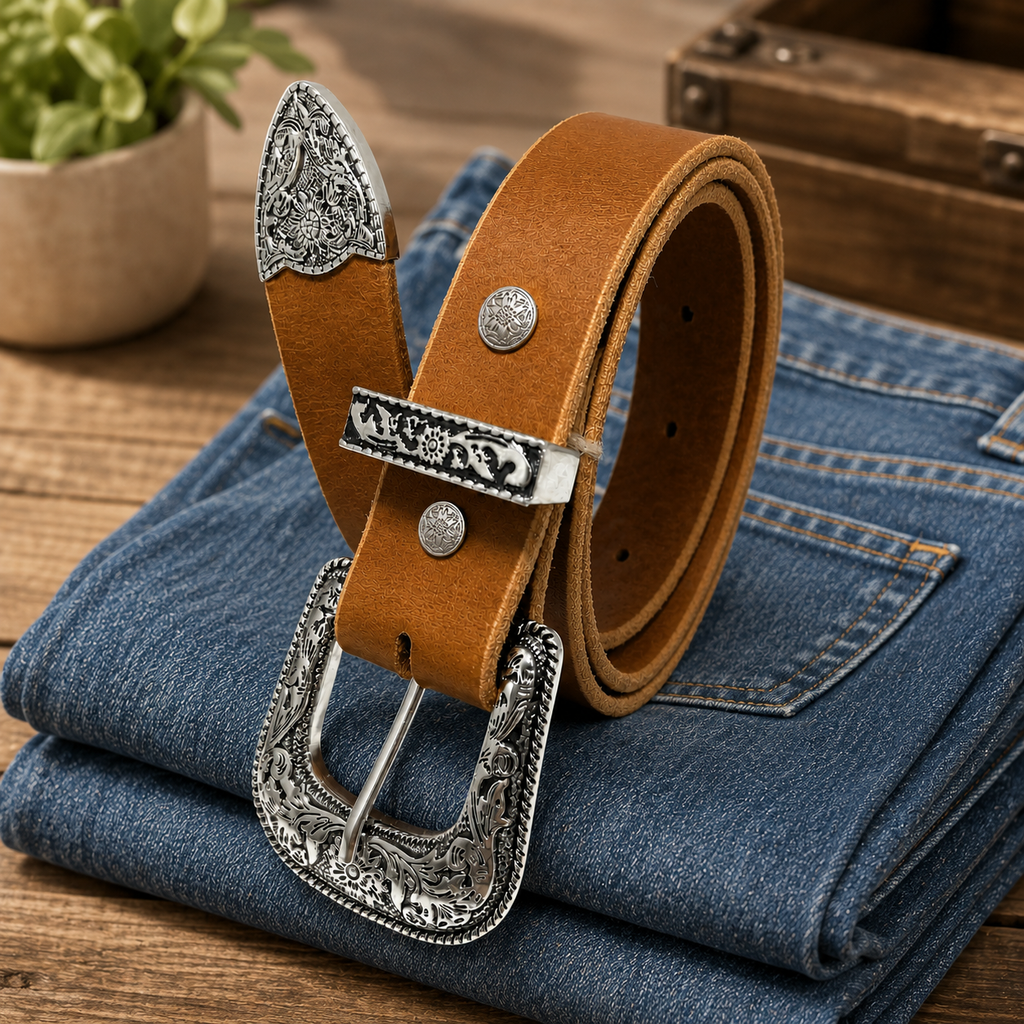 title=Western Ranger Belt 1" (25mm); color=Golden Brown