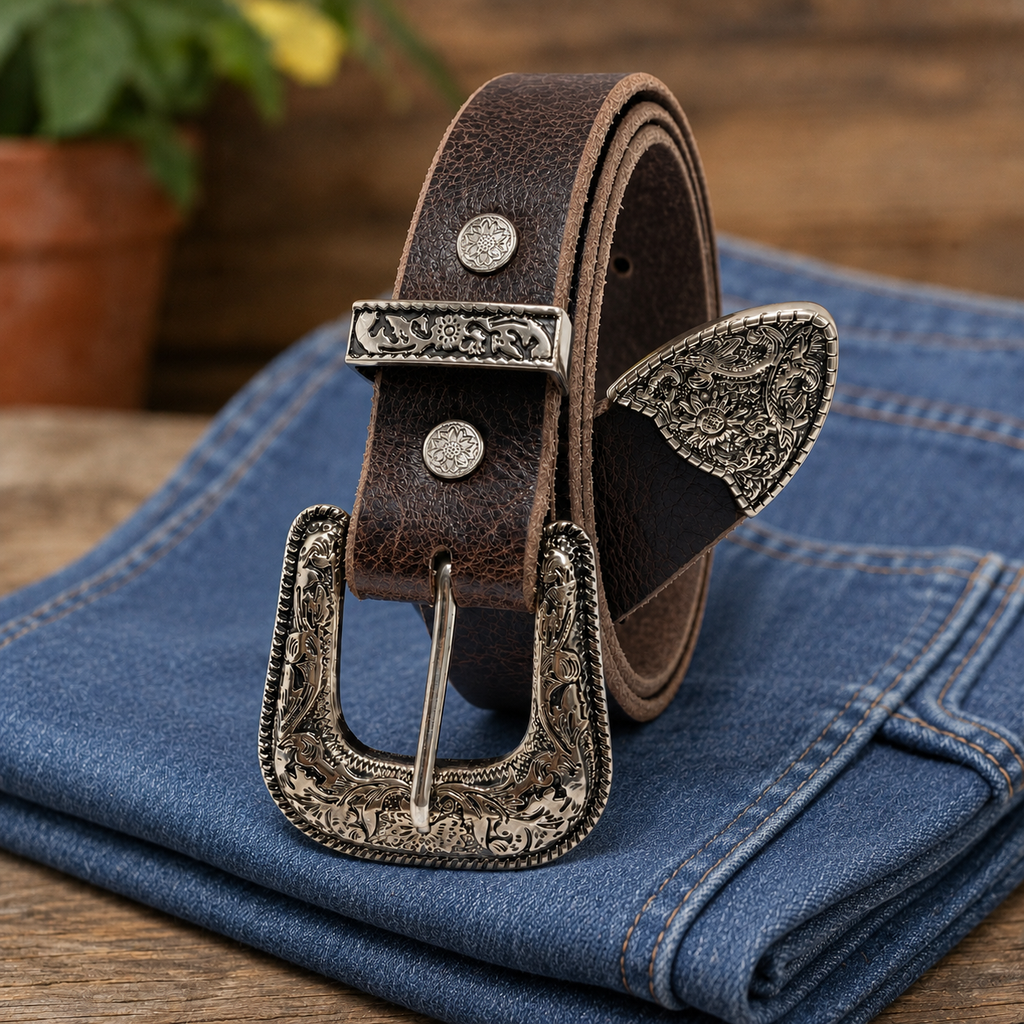 title=Western Ranger Belt 1" (25mm); color=Antique Chocolate