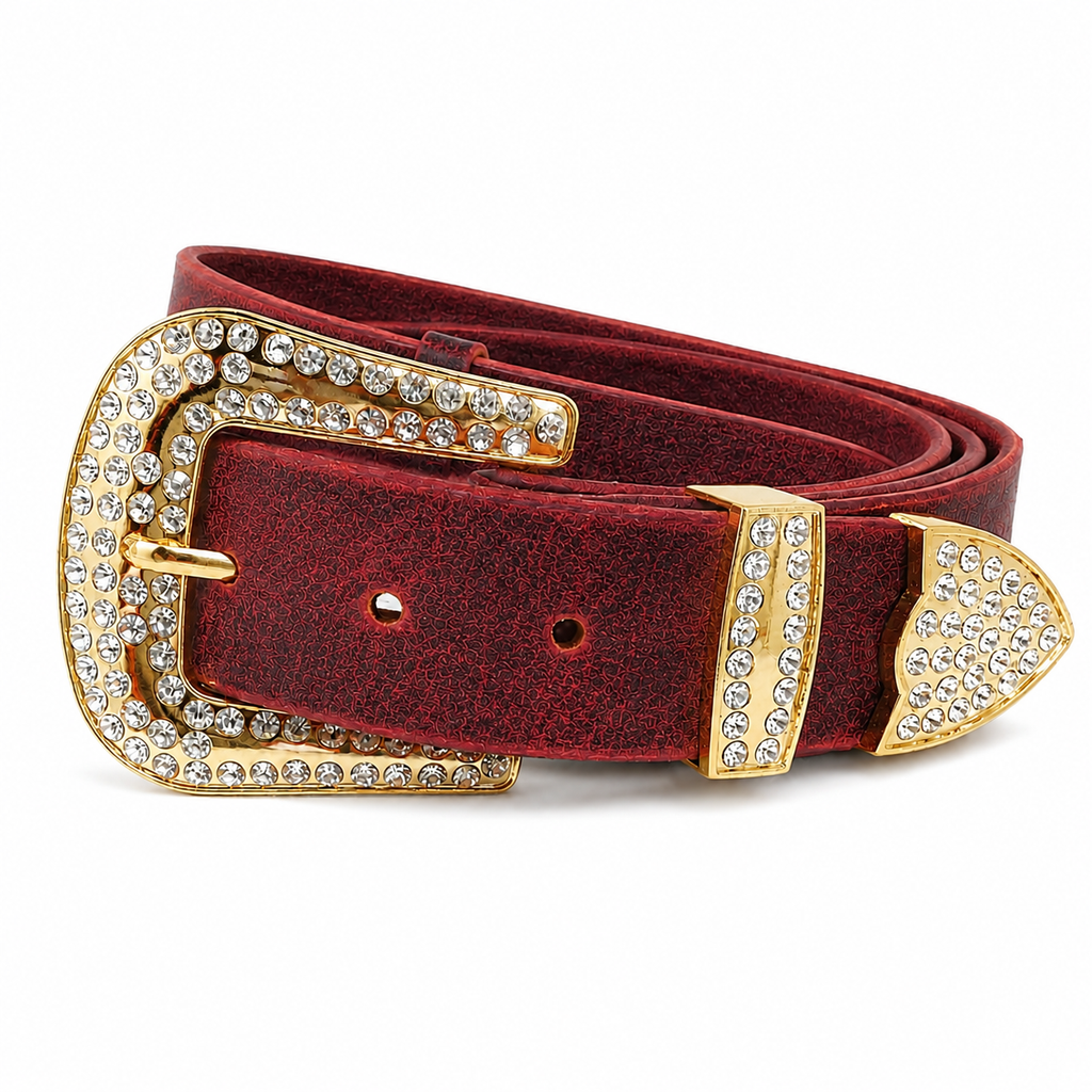 title=Women's Rhinestone Western Belt; color=Crazy Horse; hw=Chicago screws; hw_color=Gold; buckle=Rhinestone; buckle_color=Gold