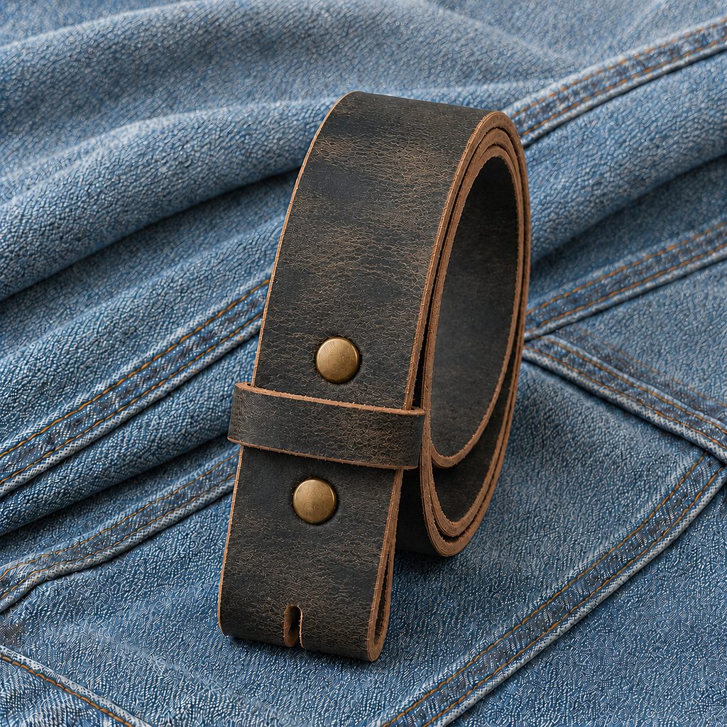 title=Buffalo Leather Belt Strap; color=Crazy Horse; hw=Premium Snaps; hw_color=Brass