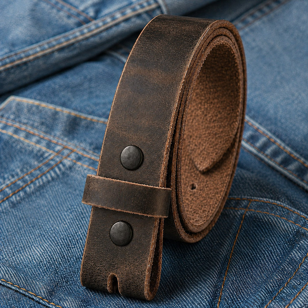 title=Buffalo Leather Belt Strap; color=Crazy Horse; hw=Premium Snaps; hw_color=Black