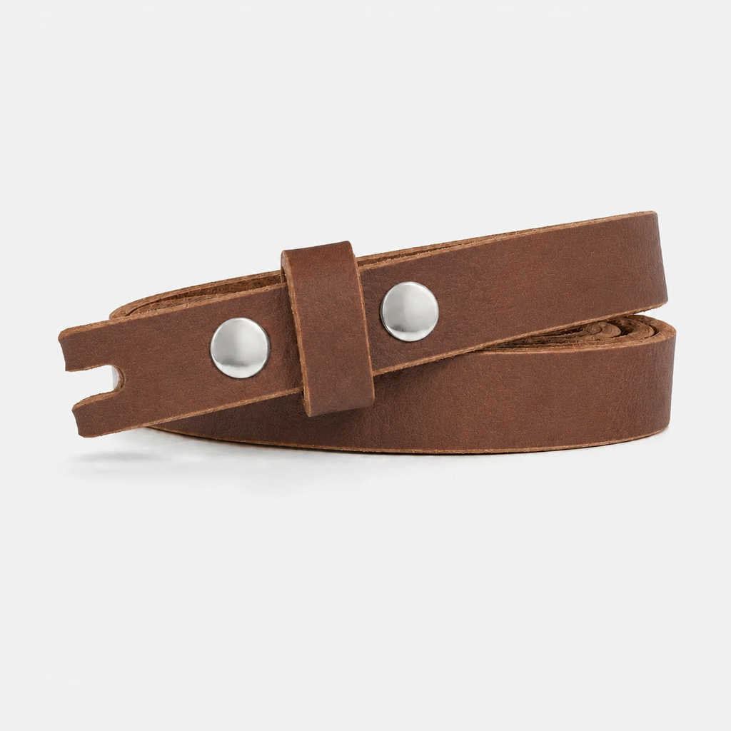 title=Narrow Women's Leather Belt; color=Golden Brown; hw=Premium Snaps; hw_color=Nickel