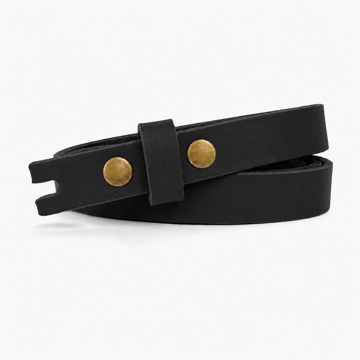 title=Narrow Women's Leather Belt; color=Black; hw=Premium Snaps; hw_color=Brass