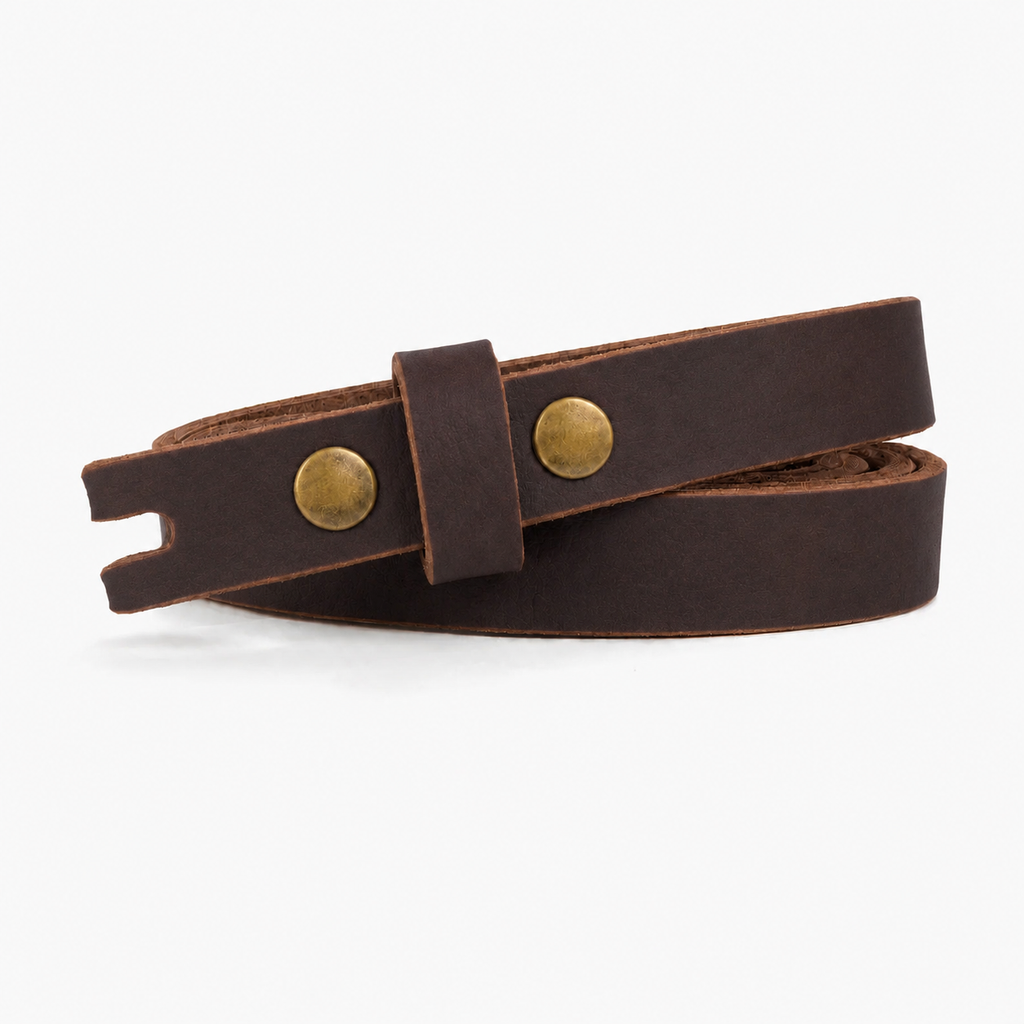 title=Narrow Women's Leather Belt; color=Brown; hw=Premium Snaps; hw_color=Brass