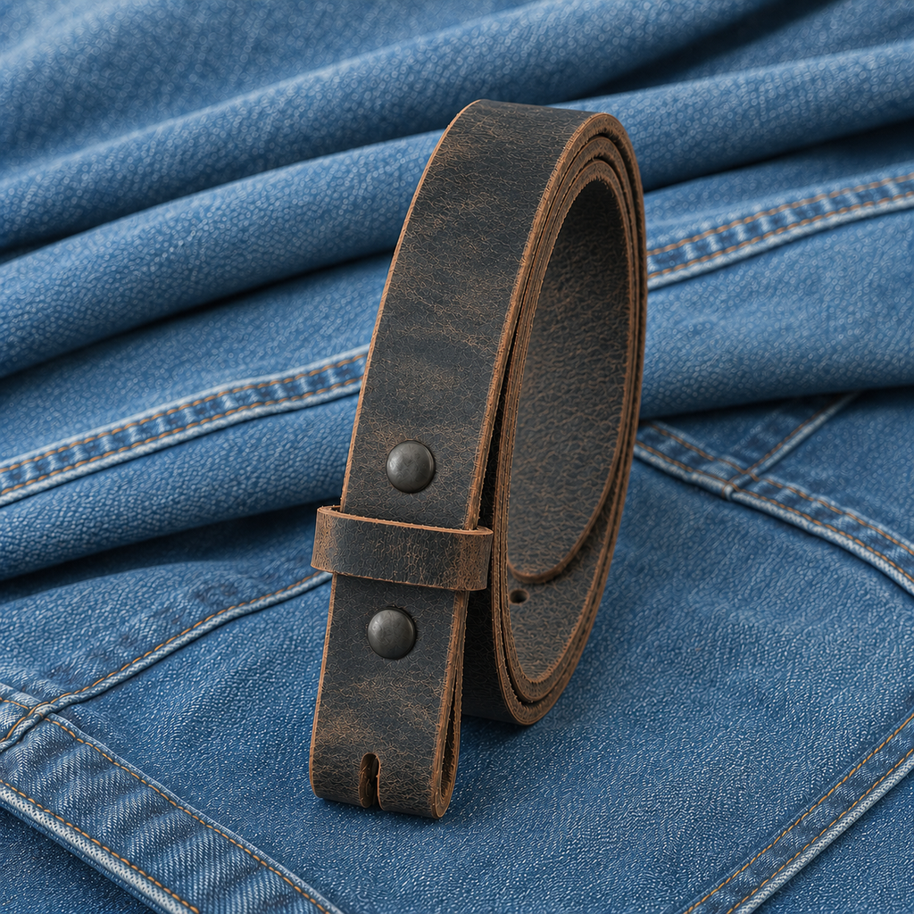 title=Buffalo Snap Belt Strap 1"; color=Crazy Horse; hw=Premium Snaps; hw_color=Black