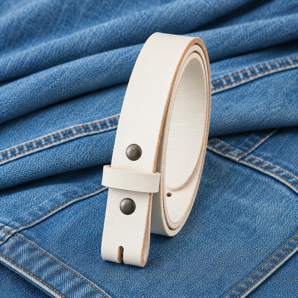 title=Buffalo Snap Belt Strap 1"; color=White; hw=Premium Snaps; hw_color=Black