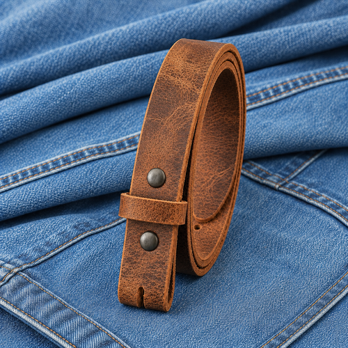 title=Buffalo Snap Belt Strap 1"; color=Antique Brown; hw=Premium Snaps; hw_color=Black