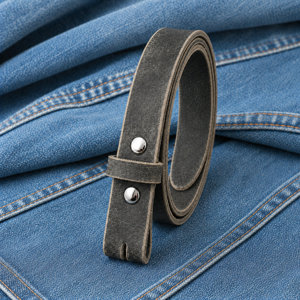 title=Buffalo Snap Belt Strap 1"; color=Crazy Horse Gray; hw=Premium Snaps; hw_color=Nickel