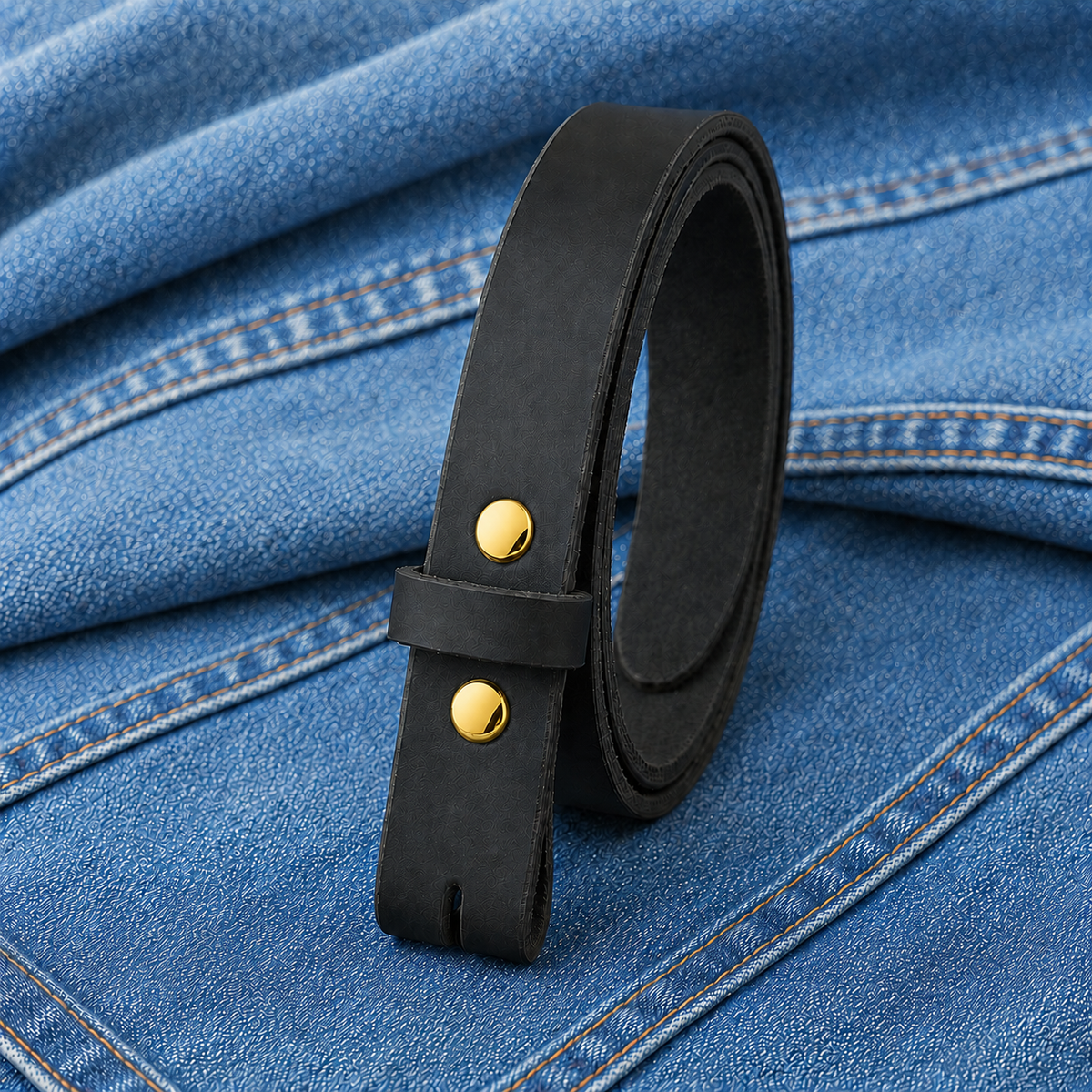 title=Buffalo Snap Belt Strap 1"; color=Black; hw=Premium Snaps; hw_color=Gold