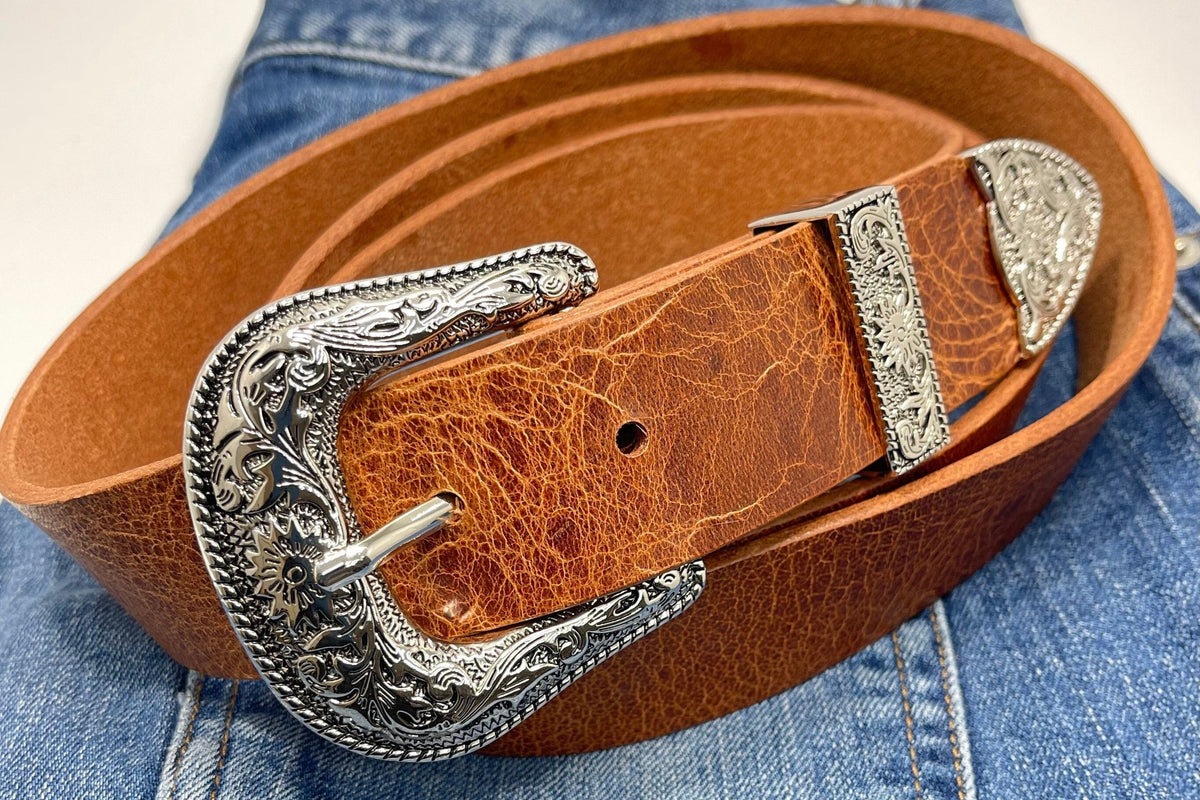 title=Premium Western Ranger Belt; color=Antique Brown