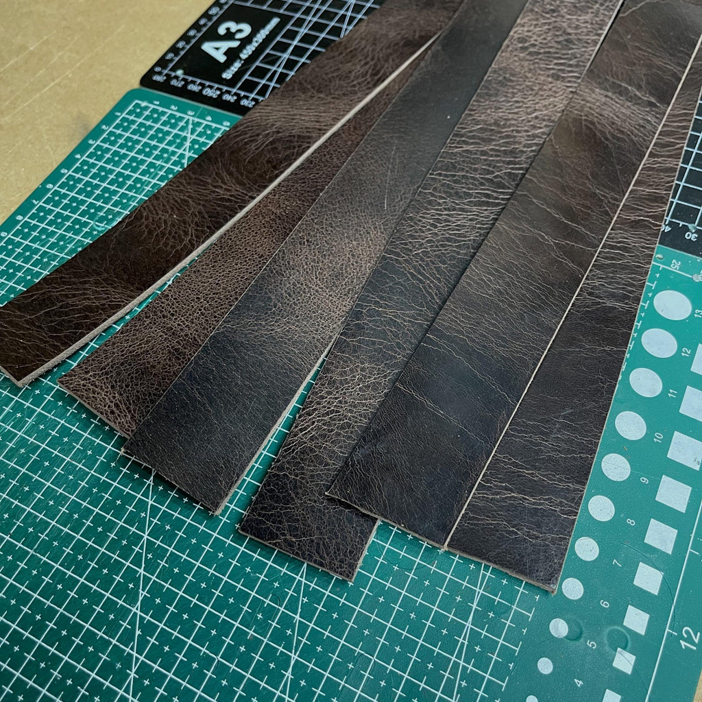DIY Leather Strap Kit — 6 Buffalo Pieces, 7-8 oz, Mixed Colors