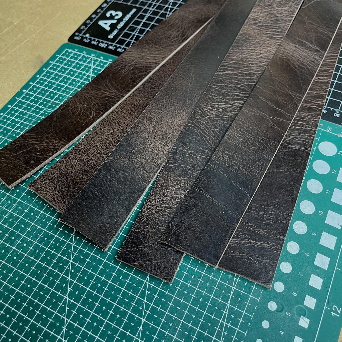 DIY Leather Strap Kit — 6 Buffalo Pieces, 7-8 oz, Mixed Colors