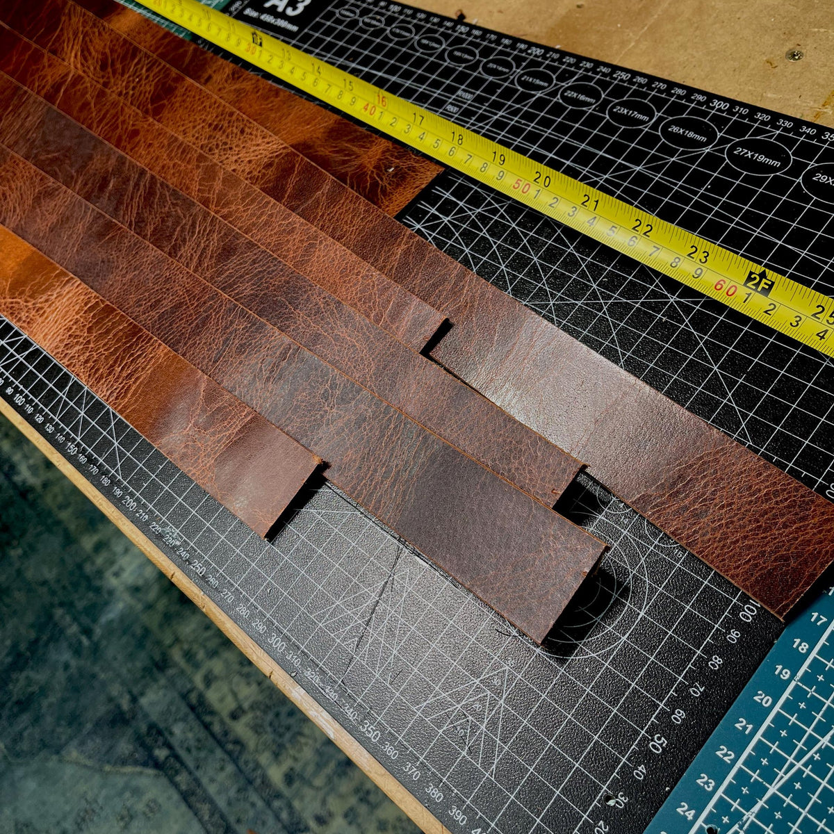 DIY Leather Strap Kit — 6 Buffalo Pieces, 7-8 oz, Mixed Colors