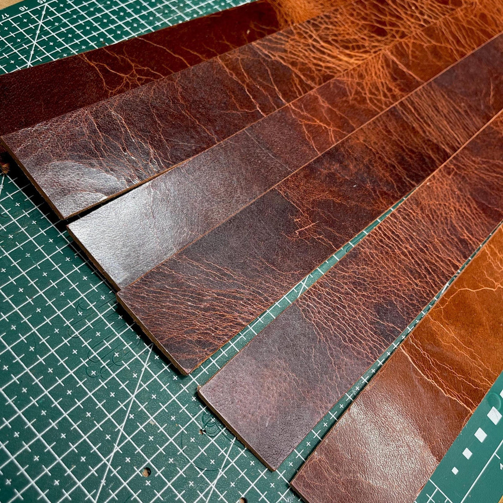 DIY Leather Strap Kit — 6 Buffalo Pieces, 7-8 oz, Mixed Colors