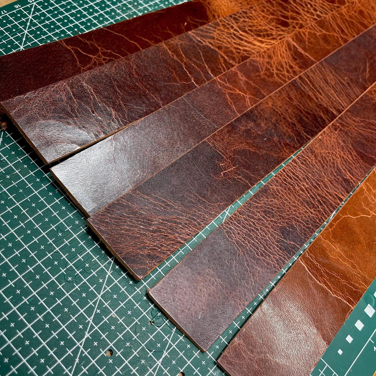DIY Leather Strap Kit — 6 Buffalo Pieces, 7-8 oz, Mixed Colors
