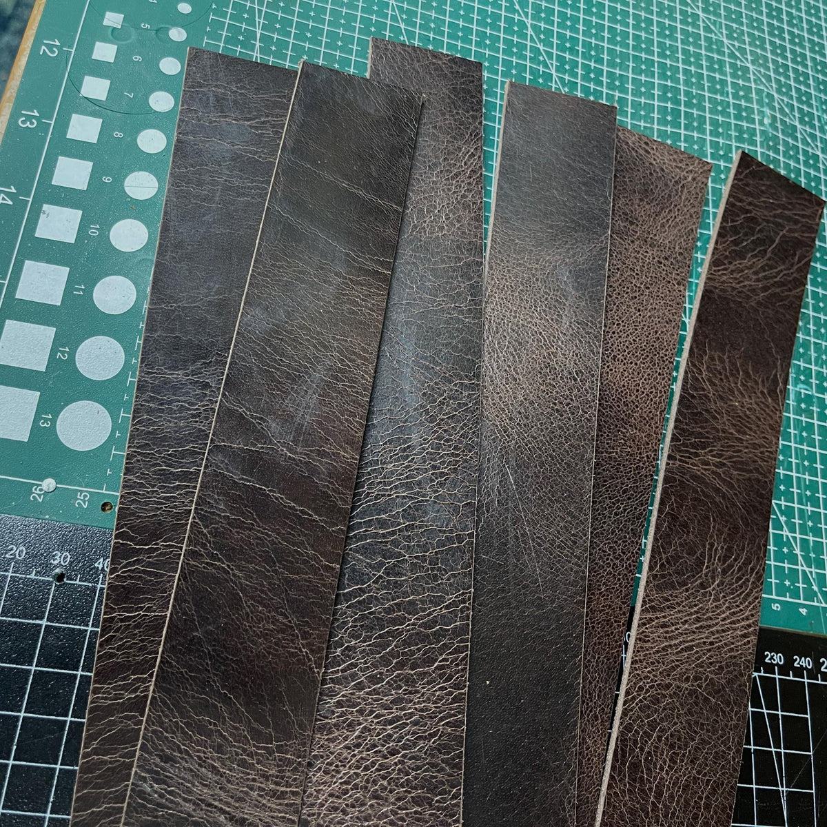 DIY Leather Strap Kit — 6 Buffalo Pieces, 7-8 oz, Mixed Colors