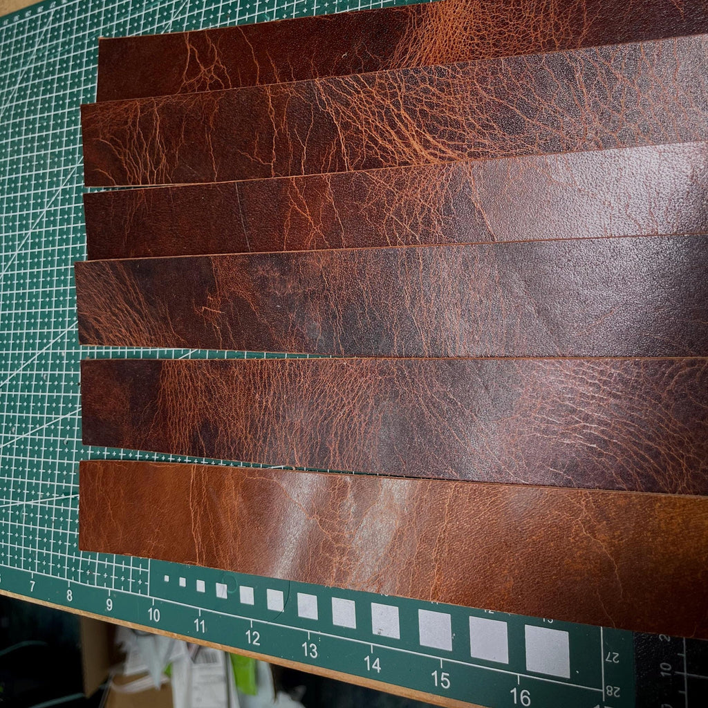 DIY Leather Strap Kit — 6 Buffalo Pieces, 7-8 oz, Mixed Colors