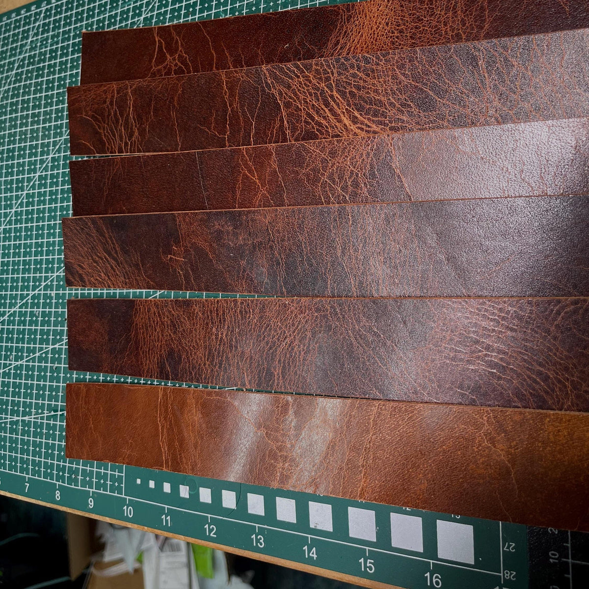 DIY Leather Strap Kit — 6 Buffalo Pieces, 7-8 oz, Mixed Colors