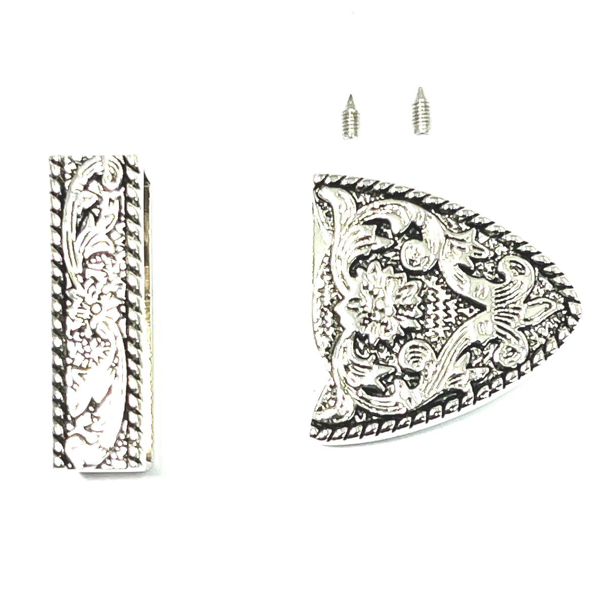 Western Floral Buckle Set 1.5" (38mm) — Buckle, Loop, Tip
