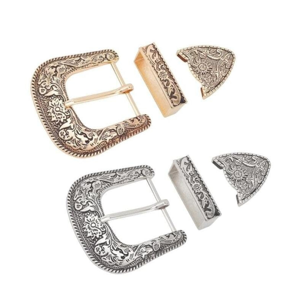 Western Cowboy Buckle Set — 1" or 1.5" Belts, Antique Gold or Nickel