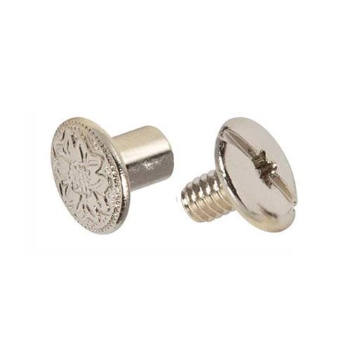 Floral Chicago Screws — 1/4" Post, Western Leather Hardware