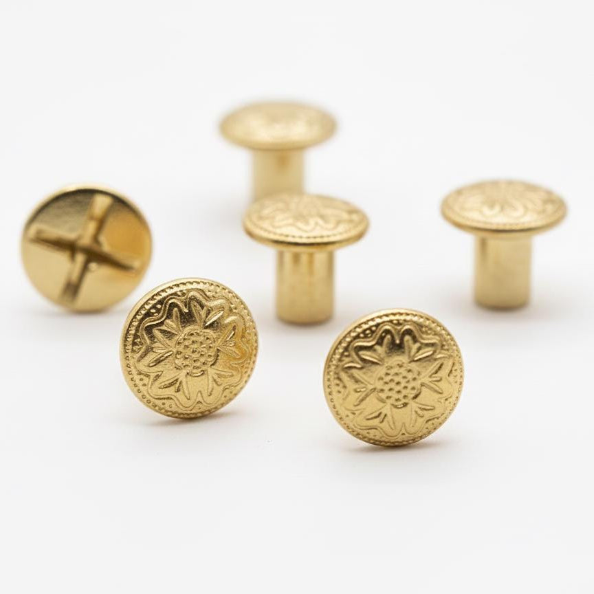 Floral Chicago Screws — 1/4" Post, Western Leather Hardware