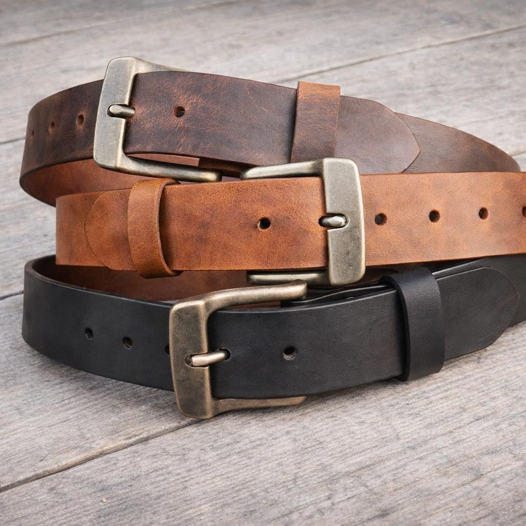 title=Men's Crazy Horse Buffalo Leather Belt