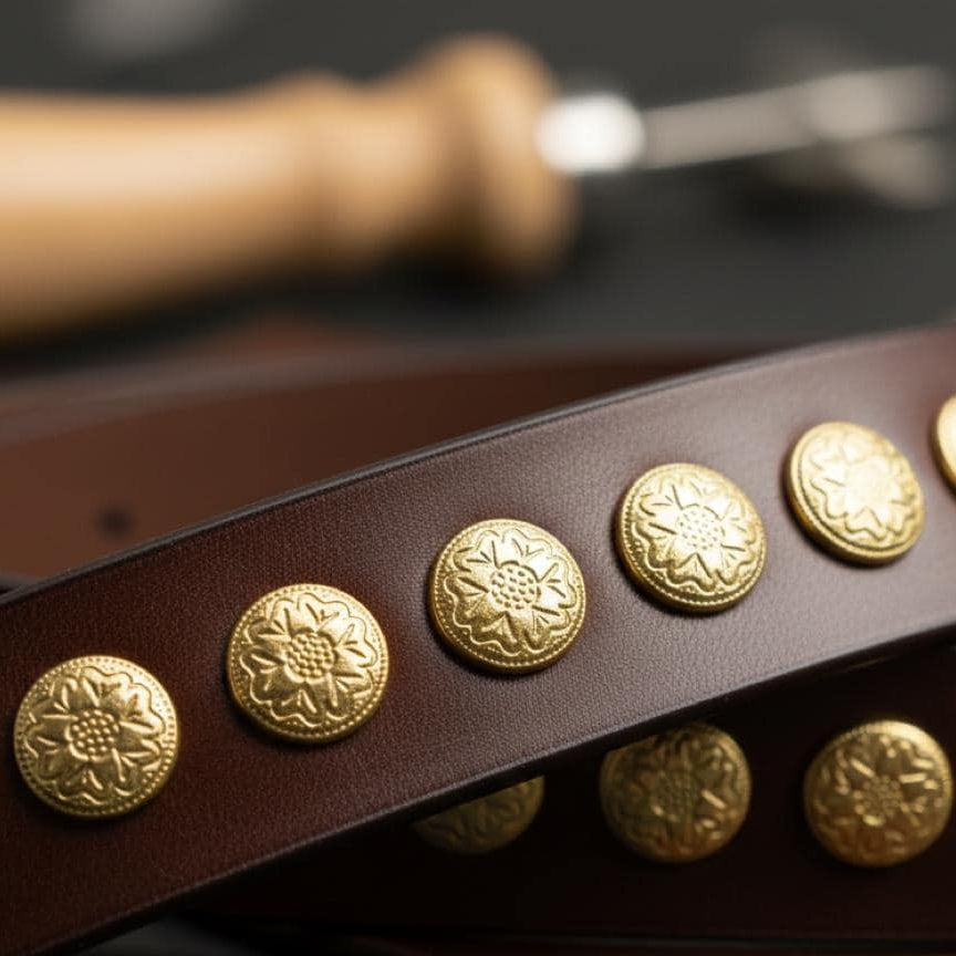 Floral Chicago Screws — 1/4" Post, Western Leather Hardware