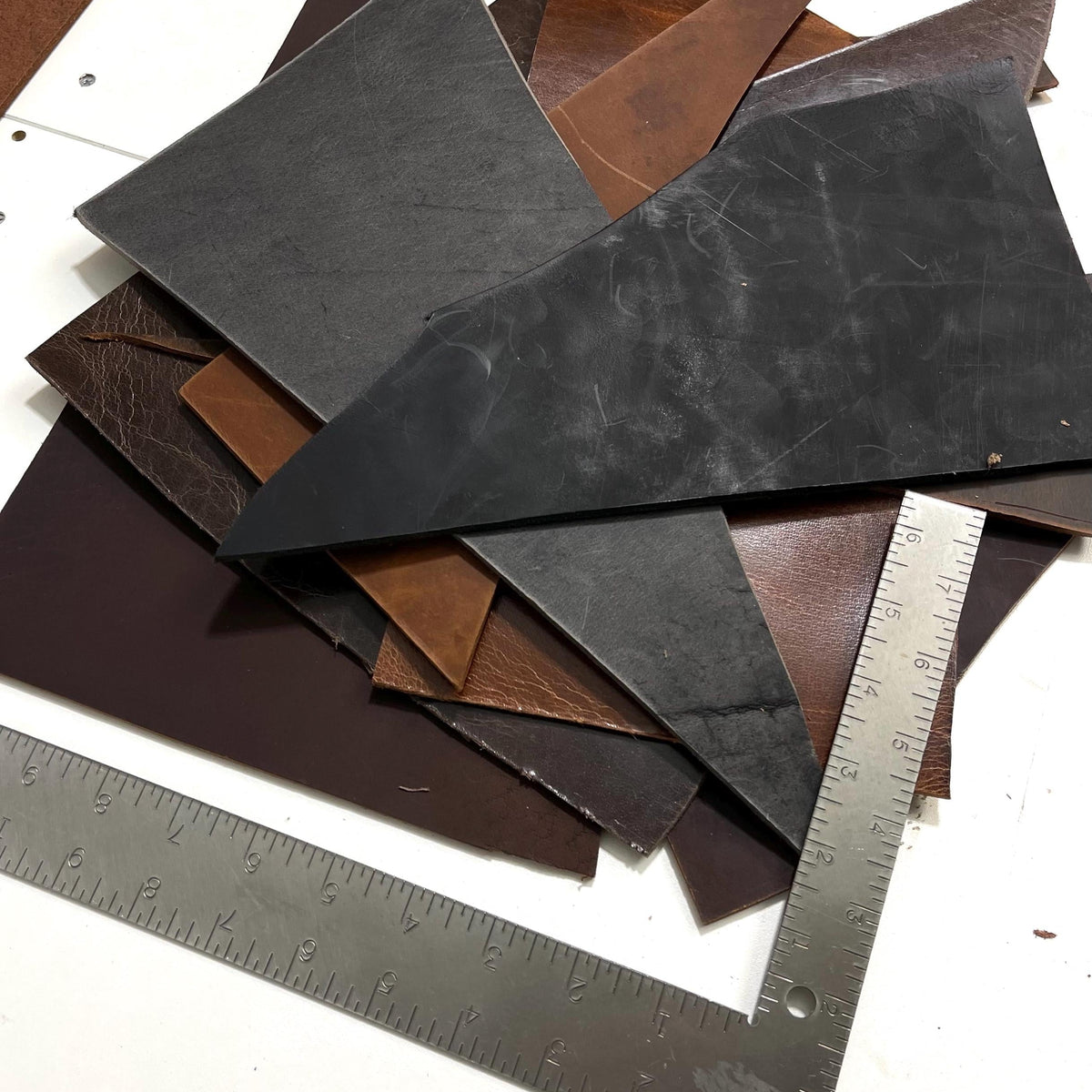 Buffalo Leather Scraps — 2 lb Bag, 8-10 oz Mixed Colors