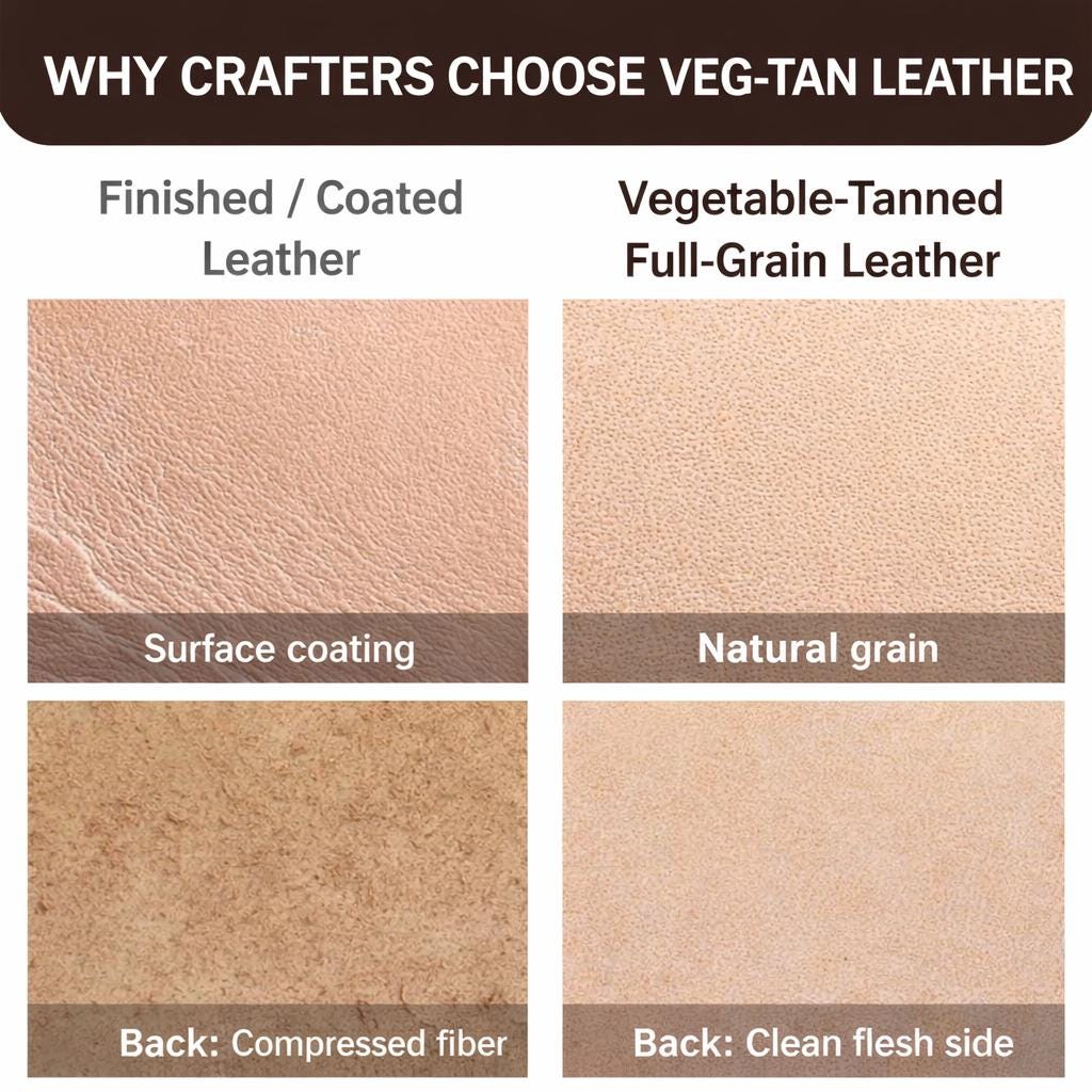 Veg-Tan Leather Sheets — 2 mm Full-Grain Cowhide Panels